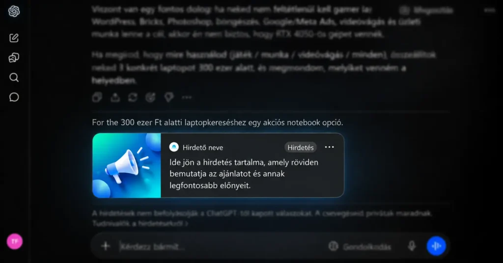 ChatGPT hirdetés példa